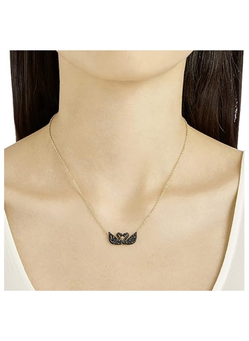 Generic - Swarovski Swan Necklace In Black Crystal - Image 1