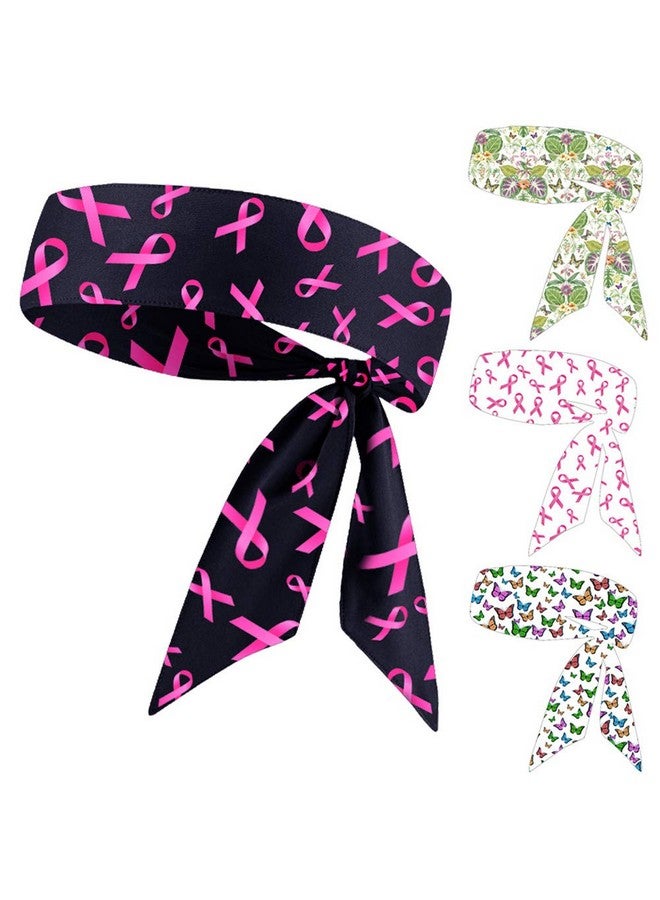 JHYWELL Breast Cancer Awareness Head Ties, Pink, One Size, For Women Chemo Patients And Athletes, Sweat Wicking Headband, Tie Up Hair Band For Tennis, Running, Cycling, Martial Arts - Image 1
