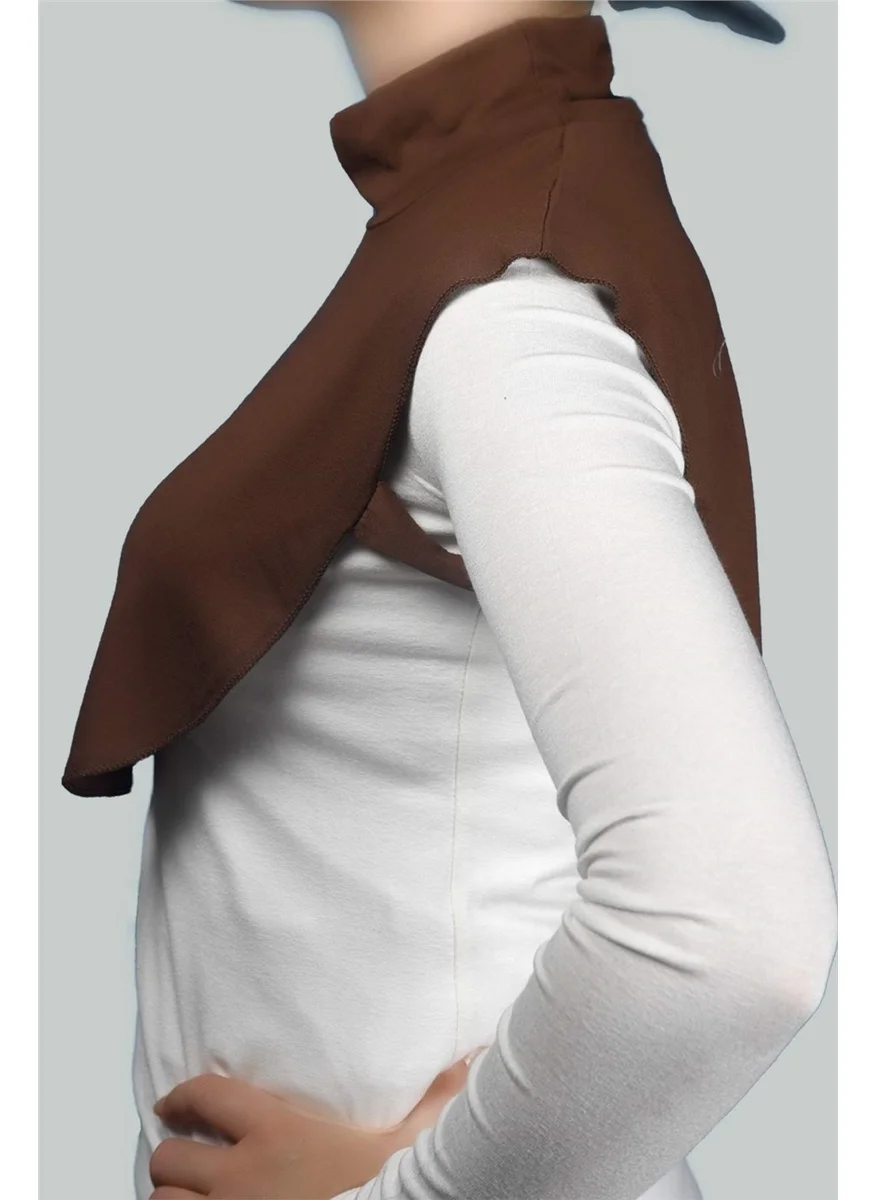 التوبة Plain Turtleneck Turtleneck Combed Cotton Hijab Neck Collar - Chocolate