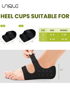 Unique Plantar Fasciitis Heel Protector - Heel Cups with Arch Support for Women & Men - Adjustable Straps - for Heel Spur Pain, Achilles Tendonitis, Dry Cracked Feet - Heel Inserts Cushion for Women and Men (Black）  - Image 2