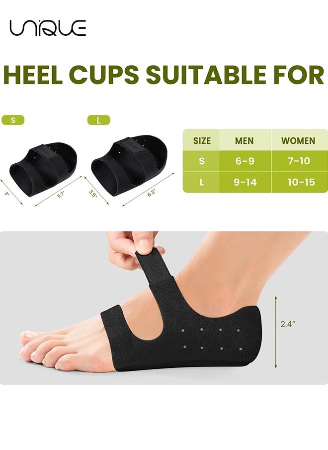 Unique Plantar Fasciitis Heel Protector - Heel Cups with Arch Support for Women & Men - Adjustable Straps - for Heel Spur Pain, Achilles Tendonitis, Dry Cracked Feet - Heel Inserts Cushion for Women and Men (Black）  - Image 2