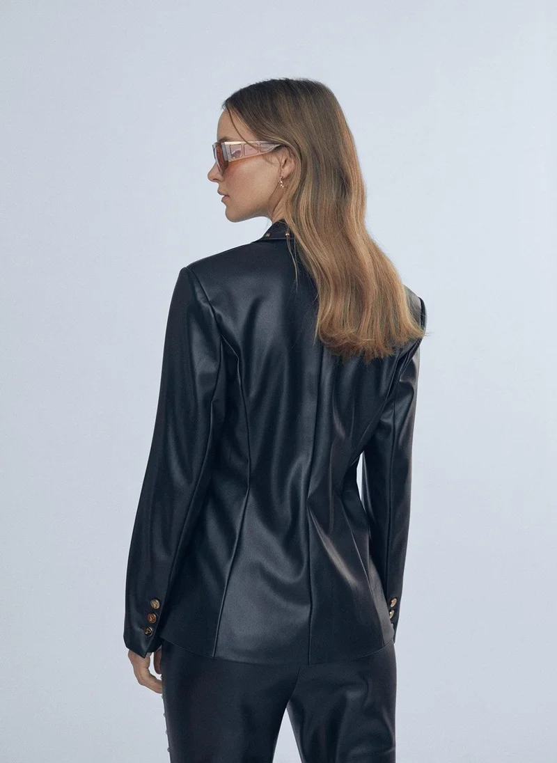 Lola Casademunt Faux leather blazer with stud details