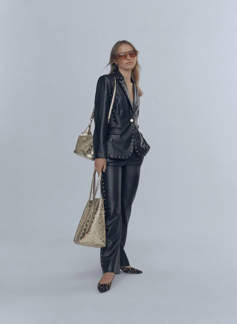 Lola Casademunt Faux leather blazer with stud details