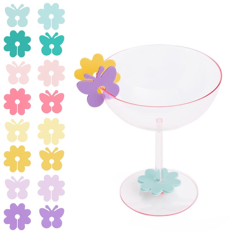 xo, Fetti Butterfly + Flower Drink Markers Set - 16 ct | Pastel Bday Decorations, Bachelorette Party, Bridal + Baby Shower, Groovy, 70s - Image 1