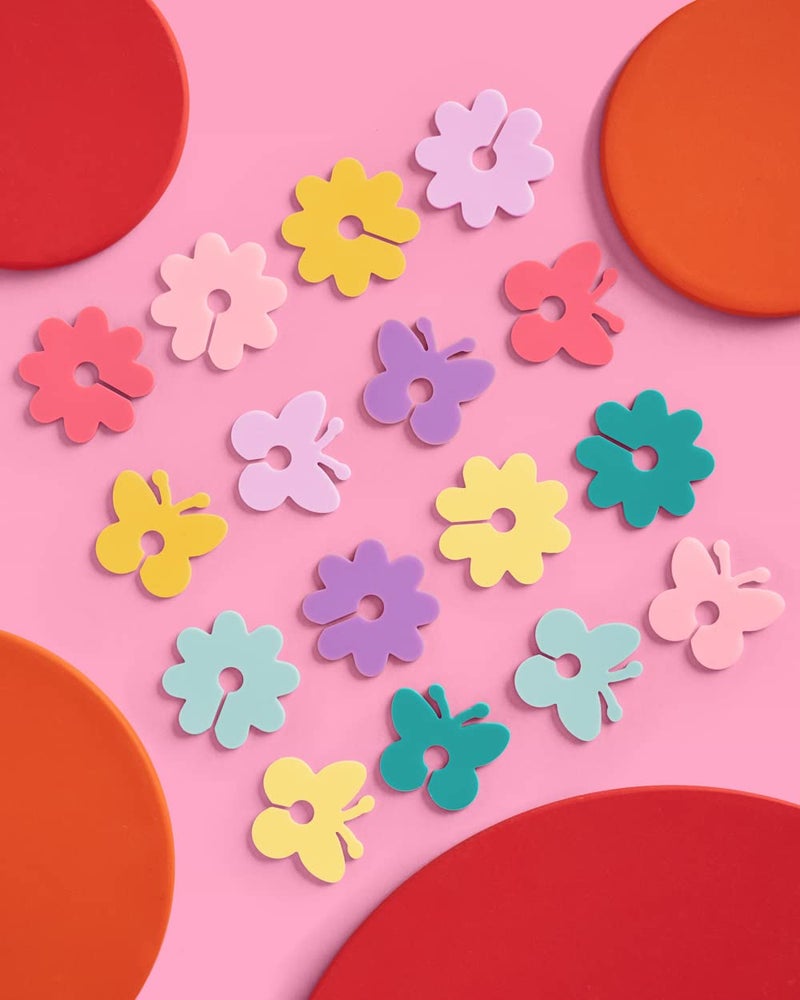 xo, Fetti Butterfly + Flower Drink Markers Set - 16 ct | Pastel Bday Decorations, Bachelorette Party, Bridal + Baby Shower, Groovy, 70s - Image 2