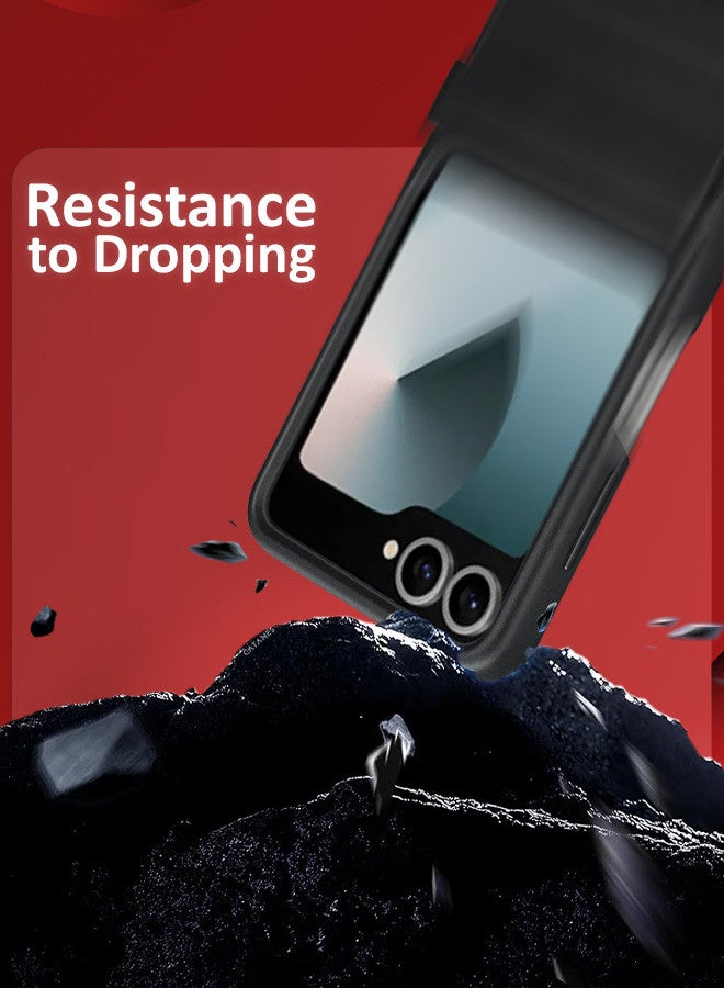 CATANES (for Samsung Galaxy Z Flip 6) Cover Flap Leather Case with Hinge Protection Shockproof Cover Case / Black - Image 4