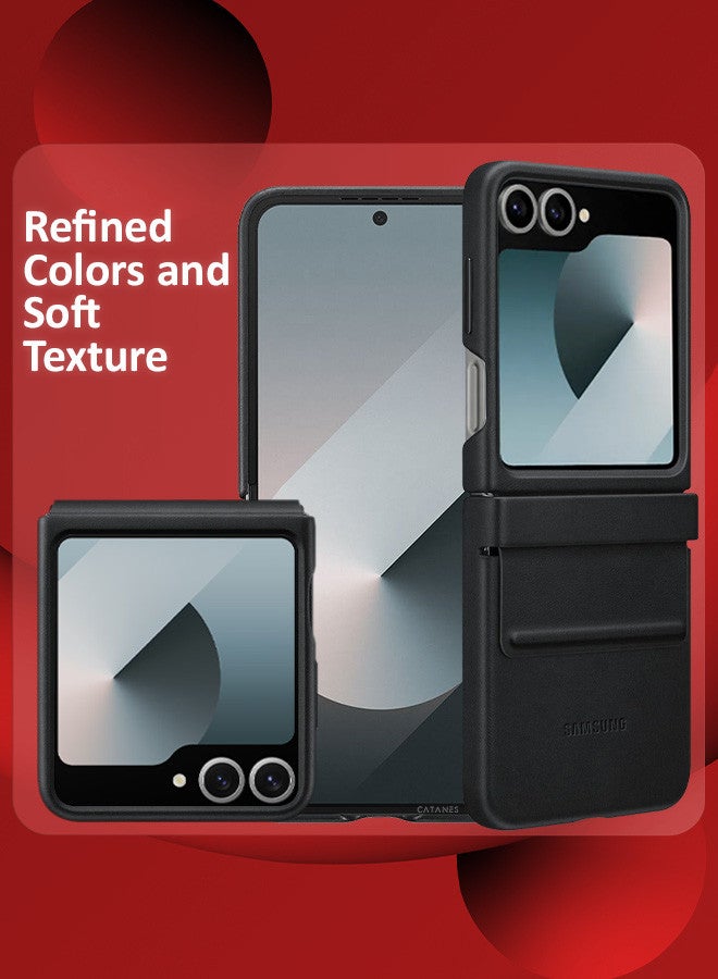 CATANES (for Samsung Galaxy Z Flip 6) Cover Flap Leather Case with Hinge Protection Shockproof Cover Case / Black - Image 3