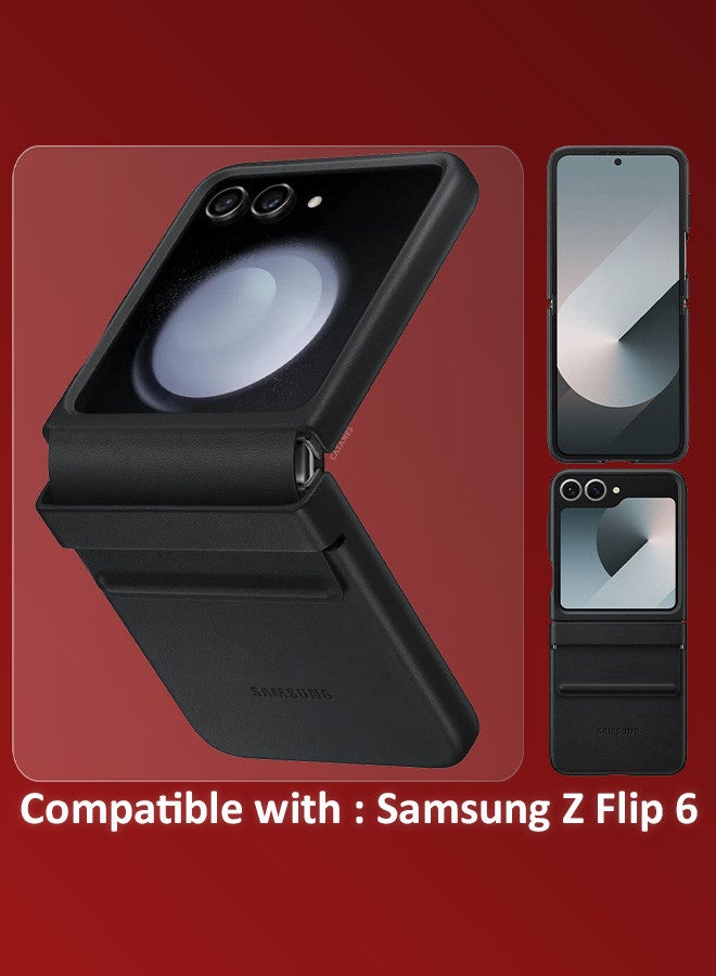 CATANES (for Samsung Galaxy Z Flip 6) Cover Flap Leather Case with Hinge Protection Shockproof Cover Case / Black - Image 5