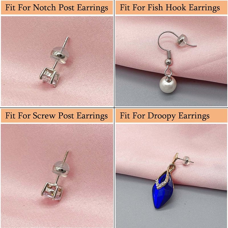 DELECOE 12pcs Gold Soft Silicone Earring Backs for Studs Gold Belt Rubber Earring Backs Replacements Hypoallergenic Safety Plastic Earring Back for Studs Earring Hoops Fish Hook - Image 4