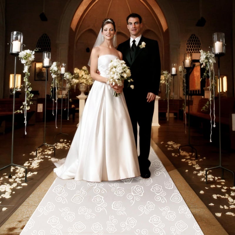 FrenzyBird Thickened Aisle Runner for Wedding CeremonyFeet White Aisle Runner Walkway for Indoor Outdoor Wedding Church Decorations ï¼ŒHalloween Parties can Also use a Carpetï¼Œ50g(Rose, 3x100Feet) - Image 1
