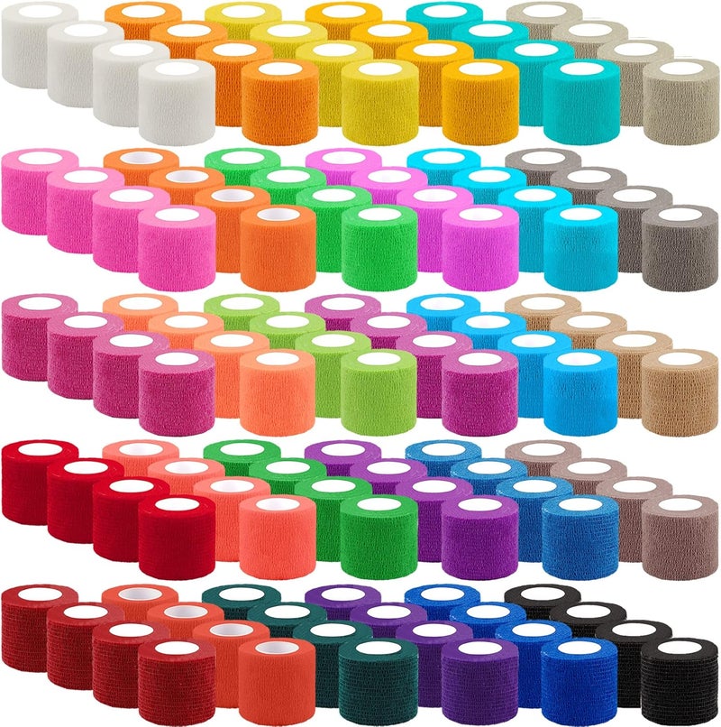 BQTQ 120 Rolls Self Adhesive Bandage Wrap 2 Inch Self Adherent Wrap Colored Wrap Tape Sticky Bandage Athletic Wrap Self Adhesive Wrap for Sports Vet Wrist Ankle SprainsRich Color - Image 1