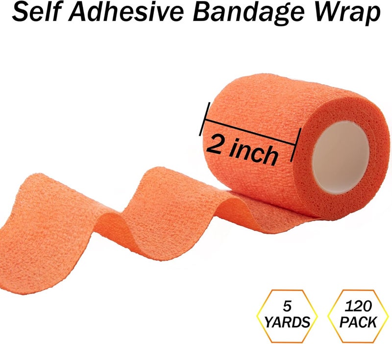 BQTQ 120 Rolls Self Adhesive Bandage Wrap 2 Inch Self Adherent Wrap Colored Wrap Tape Sticky Bandage Athletic Wrap Self Adhesive Wrap for Sports Vet Wrist Ankle SprainsRich Color - Image 2