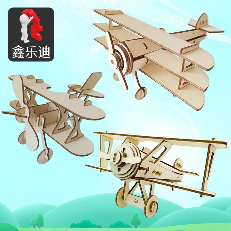 Children'S Primary Assembled Model Handmade Wooden Plane Space Simulation Three-Dimensional Jigsaw Puzzle Wooden Toy - Image 2