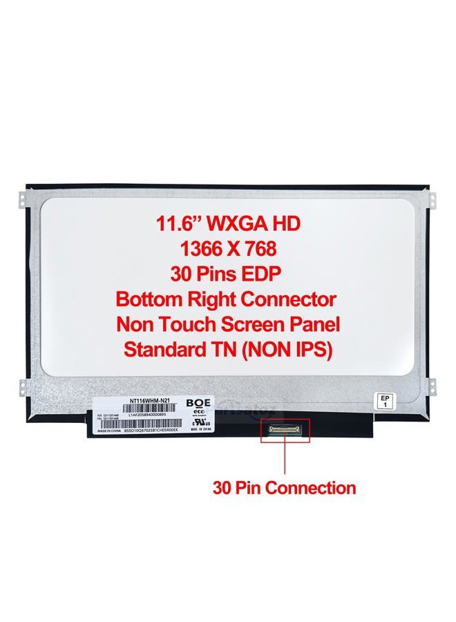 Rinbers MB116AN01-2 NT116WHM-N44 B116XTN02.5 02.3 11.6" شاشة LCD عالية الدقة LED لابتوب Lenovo 100e Chromebook الجيل 1 2 3 82UY 82V0 82J7 82J8 الجيل 4 MTK 82W0 82W1 Intel 83G8 83G9 غير لمسية - Image 3