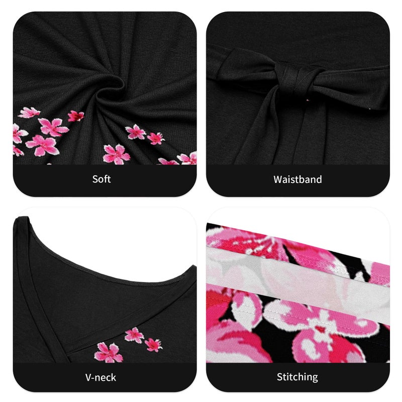 FANDEE Plus Size Maxi Dress for Women Casual Summer Sundress V-Neck 3/4 Sleeve(Broken Flowers,X-Large) - Image 5