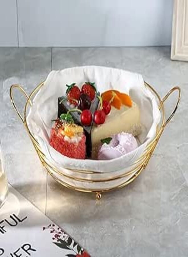 Bakery Basket, Serving Baskets with Removable Fabric Liner, Bread Storage Container, Fruit Basket for Potato, Onion, Bread and Kitchen Pantry