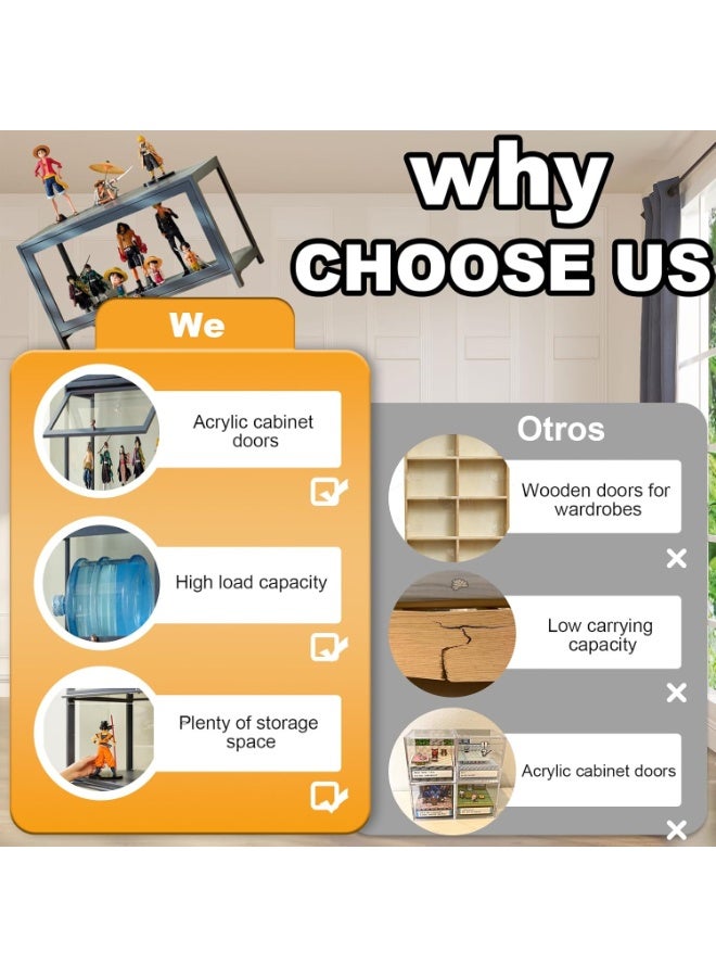 NANAO خزائن عرض زجاجية، خزائن عرض أكريليك، خزائن عرض شفافة، قدرة تحمل قوية، سهلة الفتح والإغلاق، مناسبة لغرف نوم العائلة، غرف الدراسة، إلخ - Image 5