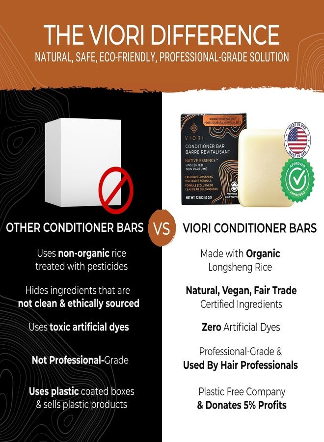 Viori Conditioner Bar - Handcrafted with Longsheng Rice Water & Natural Ingredients - Sulfate-free, Paraben-free, Cruelty-free, Phthalate-free, pH balanced 100% Vegan, Zero-Waste (Native Essence) - Image 4