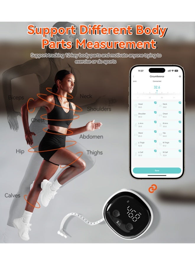WELLAND Smart Digital Body Tape Measure | Bluetooth Fitdays APP | LED Display | Type-C Rechargeable | Accurate Body Measurement | Multi-User Support - Image 3