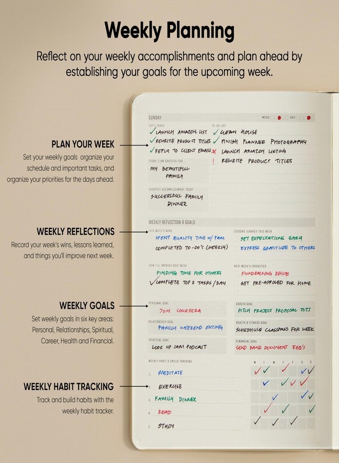PRODUCTIVITY STORE Undated, 2026 Planner, 8.5" x 11" - The #1 Productivity Planner to Achieve Your 2026 Goals - Planner 2026-2027 by PRODUCTIVITY STORE (A4, CREAM) - Image 4