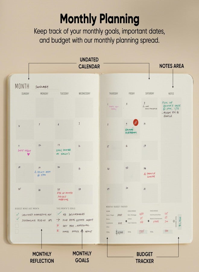 PRODUCTIVITY STORE Undated, 2026 Planner, 8.5" x 11" - The #1 Productivity Planner to Achieve Your 2026 Goals - Planner 2026-2027 by PRODUCTIVITY STORE (A4, CREAM) - Image 5