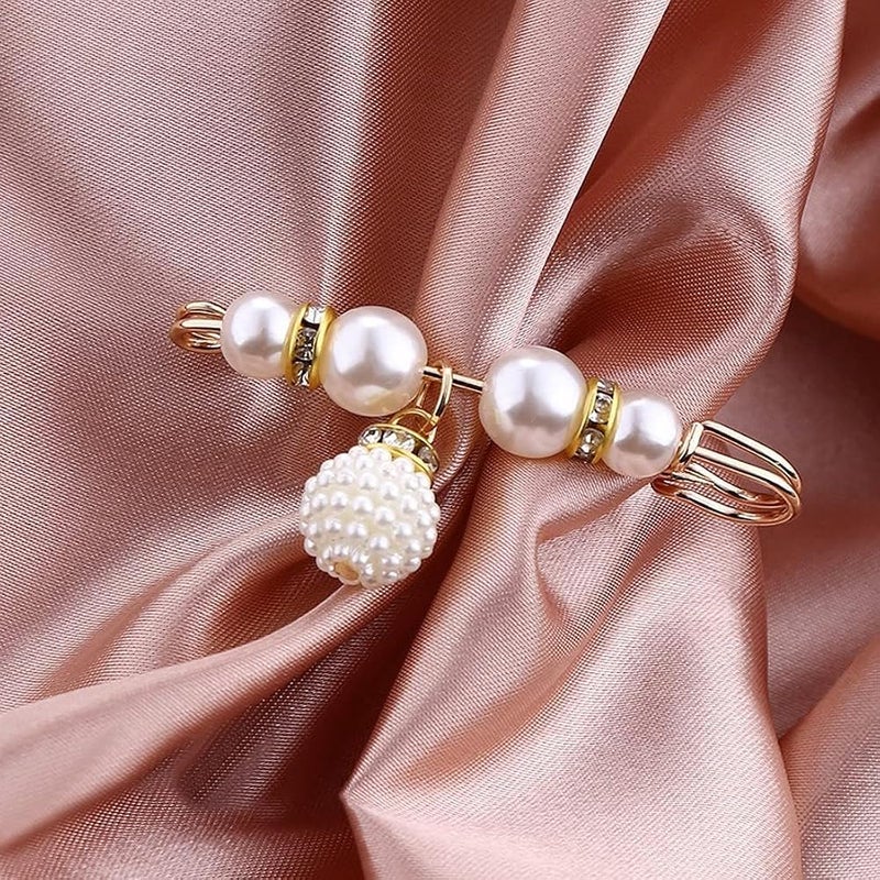 ZELLYA 10 Pieces Fashion Pearl Brooch, Sweater Shawl Clip, Muslim Scarf Hijab Pins, Dress Pin Clip, Waist Fixed Pins, Hat Shawl Accessories Decorations - Image 4