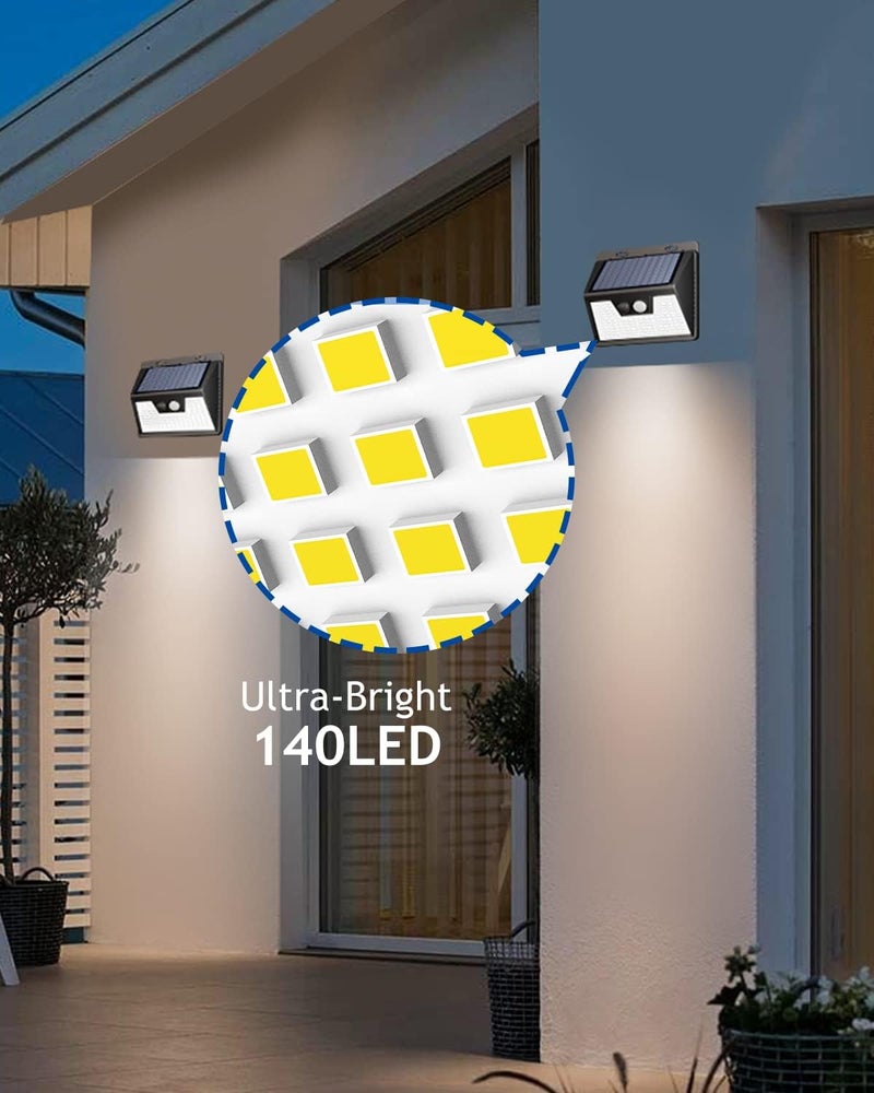 Peasur Solar Lights Outdoor [10 Pack/140LED], Solar Motion Sensor Outdoor Lights, Security Light 3 Working Modes, Waterproof for Outside Garden Yard Fence - Image 4