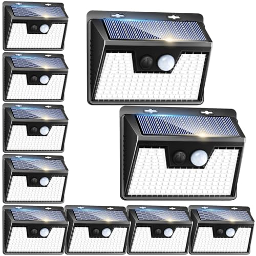 Peasur Solar Lights Outdoor [10 Pack/140LED], Solar Motion Sensor Outdoor Lights, Security Light 3 Working Modes, Waterproof for Outside Garden Yard Fence - Image 1