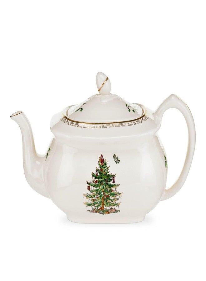 Spode Christmas Tree Gold Teapot - Elegant 36 Oz Porcelain Tea Pot with Infuser, Festive 22K Gold Accents, Christmas Tree Design - Dishwasher Safe Teapot for Holiday Tea Parties and Gifts - Image 1