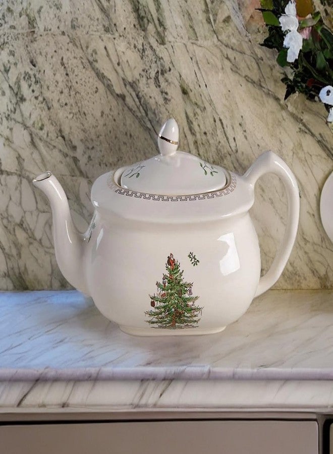 Spode Christmas Tree Gold Teapot - Elegant 36 Oz Porcelain Tea Pot with Infuser, Festive 22K Gold Accents, Christmas Tree Design - Dishwasher Safe Teapot for Holiday Tea Parties and Gifts - Image 5