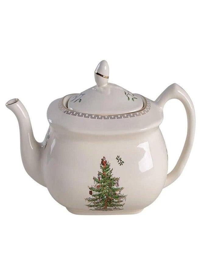 Spode Christmas Tree Gold Teapot - Elegant 36 Oz Porcelain Tea Pot with Infuser, Festive 22K Gold Accents, Christmas Tree Design - Dishwasher Safe Teapot for Holiday Tea Parties and Gifts - Image 2