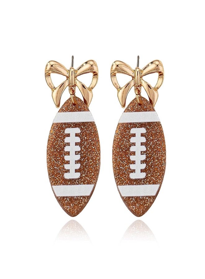 Frodete Football Earrings for Women Baseball Acrylic Bow Dangle Football Shape Game Day Outfits Sports Fan Jewelry Gifts - Image 1