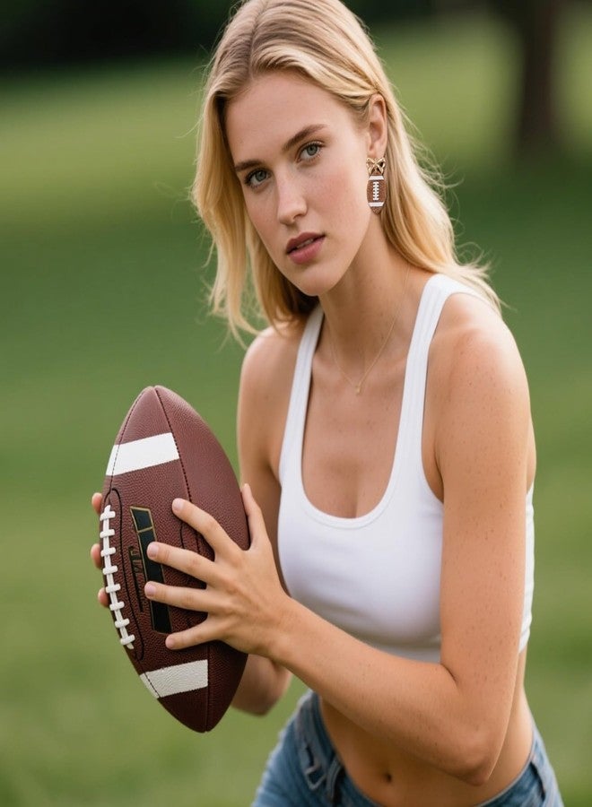 Frodete Football Earrings for Women Baseball Acrylic Bow Dangle Football Shape Game Day Outfits Sports Fan Jewelry Gifts - Image 2