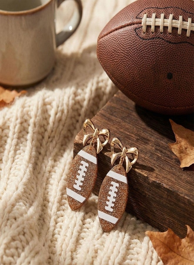 Frodete Football Earrings for Women Baseball Acrylic Bow Dangle Football Shape Game Day Outfits Sports Fan Jewelry Gifts - Image 4