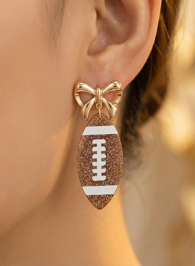 Frodete Football Earrings for Women Baseball Acrylic Bow Dangle Football Shape Game Day Outfits Sports Fan Jewelry Gifts - Image 5