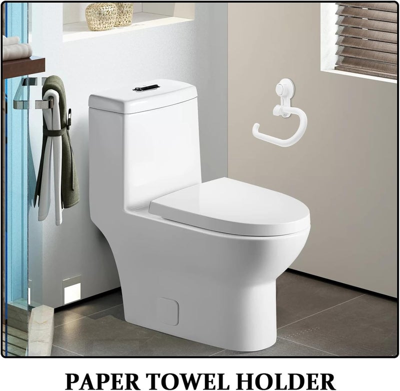 DOITOOL Suction Cup Toilet Paper Holder Wall Mounted, Suction Cup Bathroom Tissue Dispenser, No Drill Toilet Roll Holder for Kitchen and Washroom, White - Image 3