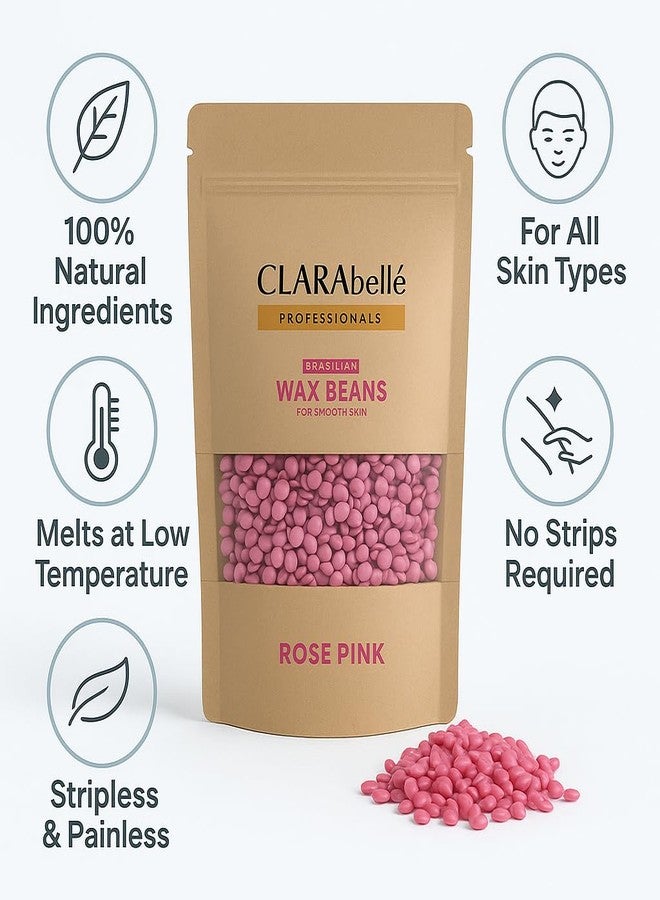 CLARABELLE PROFESSIONALS CLARAbelle Professional Rose Pink Hard Wax Beans for Women | Stripless & Painless Hair Removal | Upper Lips, Face, Arms, Legs, Bikini & Full Body | Coarse Hair | Smooth Skin (50g) - Image 2