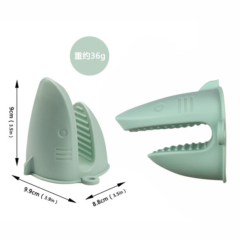 High temperature resistant microwave oven anti-scald clip kitchen oven silicone anti-scald gloves thickened non-slip heat insulation gloves Bowl clipSmall size dark green Small size dark green 