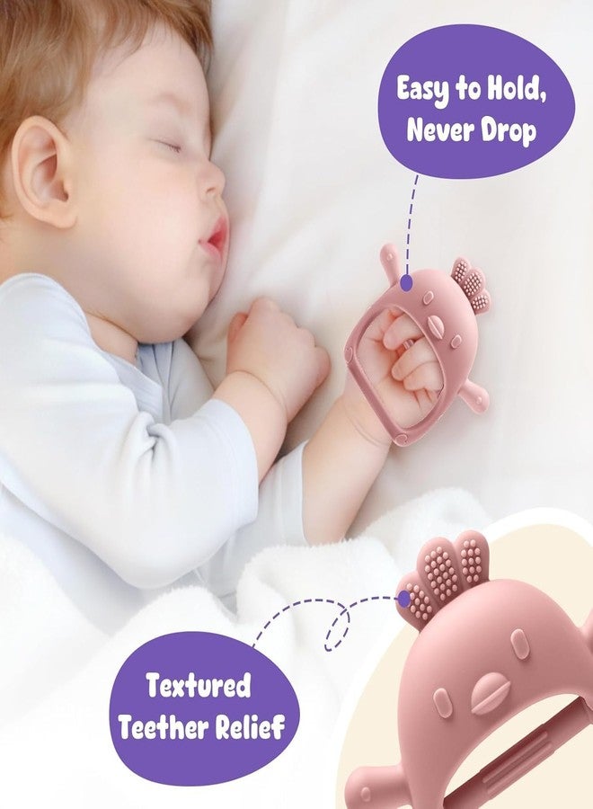 SADRUCHI Silicone & Wooden Baby Teether for 3+ Months, BPA-Free Food Grade Teething Toy with Wooden Ring, Soft Gum Soothing Chew Toy for Infants, Newborn Babies Boys & Girls (Ring +Teeher Pink) - Image 4