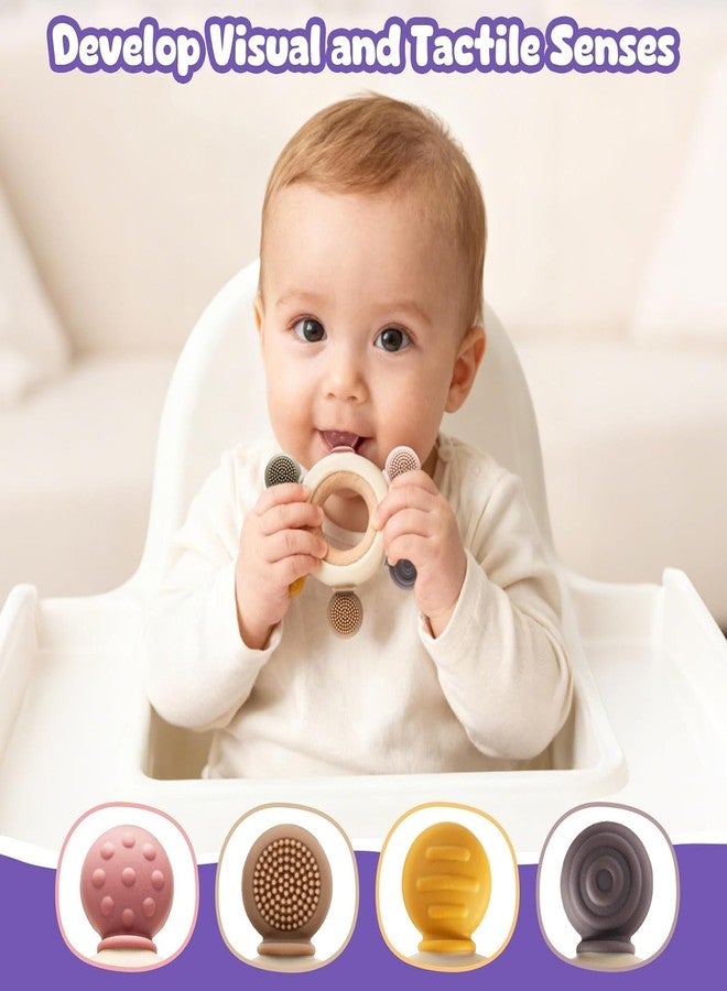 SADRUCHI Silicone & Wooden Baby Teether for 3+ Months, BPA-Free Food Grade Teething Toy with Wooden Ring, Soft Gum Soothing Chew Toy for Infants, Newborn Babies Boys & Girls (Ring +Teeher Pink) - Image 5