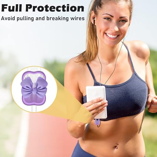 INEFABLE Charger Case Cover Protector with 3D Cute Pattern for iPhone Charger only 18W & 20W, Data Charging Cable Wire Saver Protective Cable Cover Full Protection - Set Of 1 (Purple Bow) - Image 4