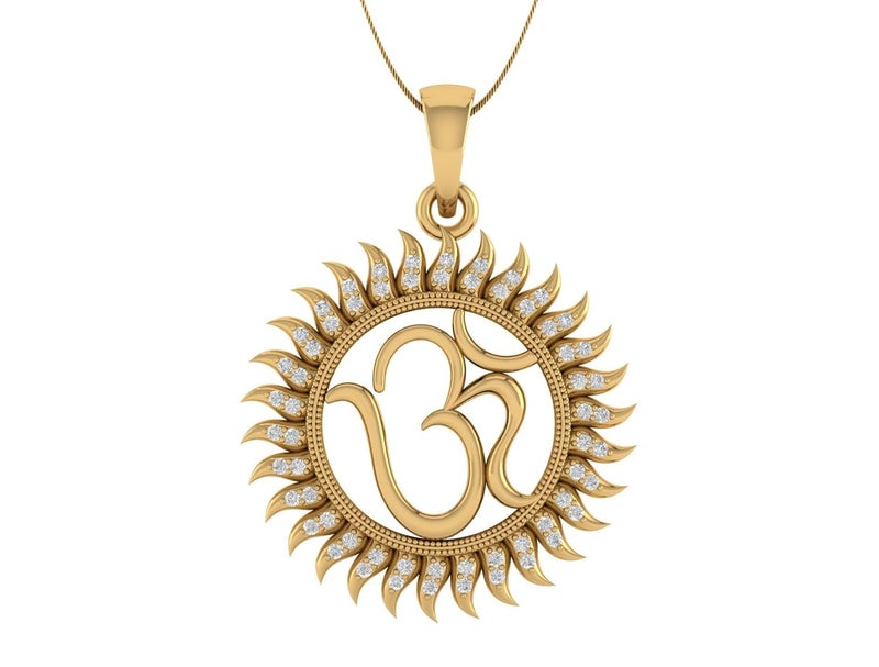 LMDPRAJAPATIS قلادة دينية من الذهب المطلي مع الماس الأمريكي للرجال والنساء - Image 1