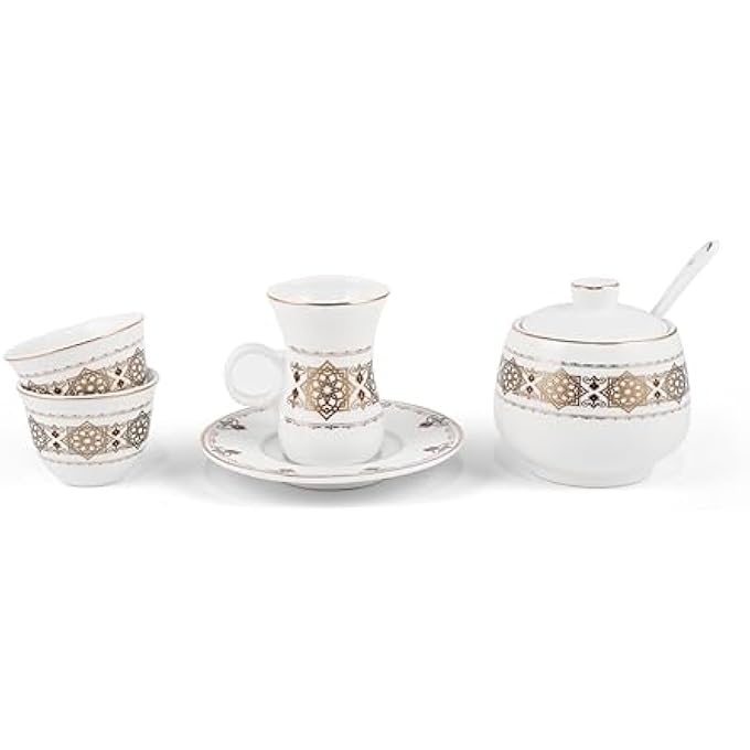 rayihni Golden Pattern Porcelain Tea And Coffee Serving Set 27Pieces Ivory - Image 1