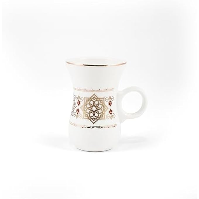 rayihni Golden Pattern Porcelain Tea And Coffee Serving Set 27Pieces Ivory - Image 4