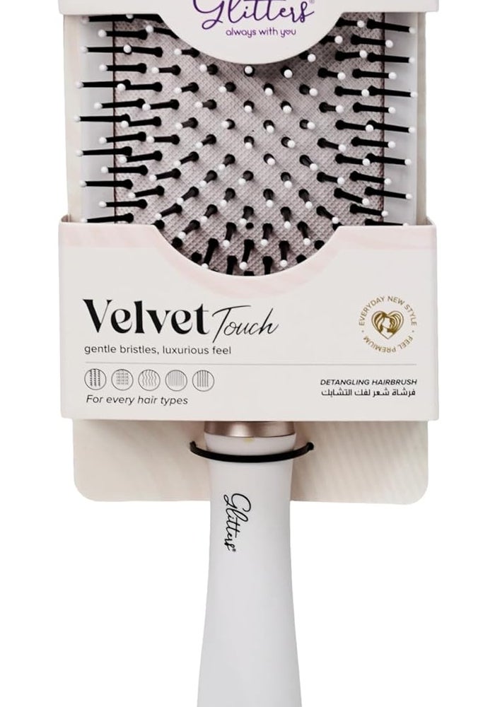 Glitters Velvet Touch Detangling Hairbrush - Gentle Bristles for All Hair Types