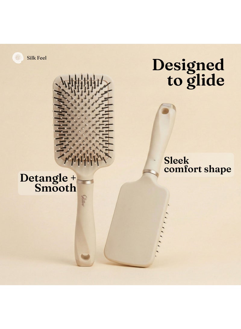 Glitters Velvet Touch Detangling Hairbrush for All Hair Types, Cream - Image 2