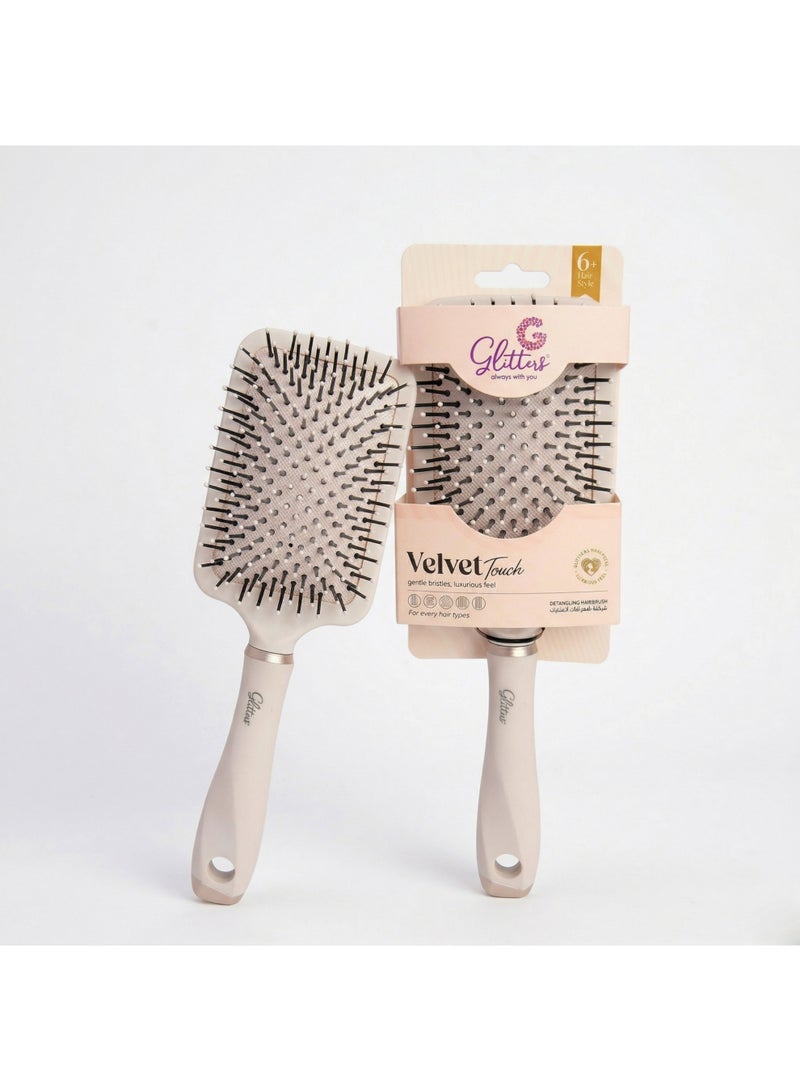 Glitters Velvet Touch Detangling Hairbrush for All Hair Types, Cream - Image 1