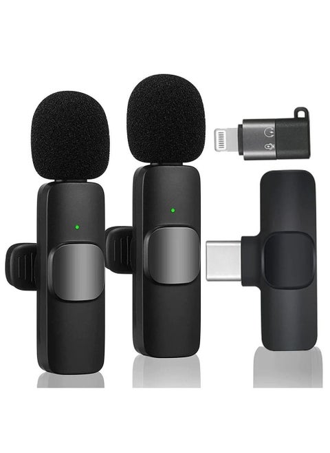 Bluetooths Mic K9 Wireless Collar Microphone Dual Lapel Lavalier Mic for Noise Reduction Vlogging Interview Live Streaming YouTube Video Broadcast With 2 Mic Receiver