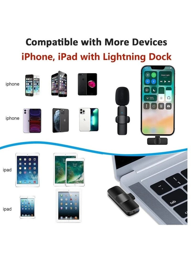 Bluetooths Mic K9 Wireless Collar Microphone Dual Lapel Lavalier Mic for Noise Reduction Vlogging Interview Live Streaming YouTube Video Broadcast With 2 Mic Receiver