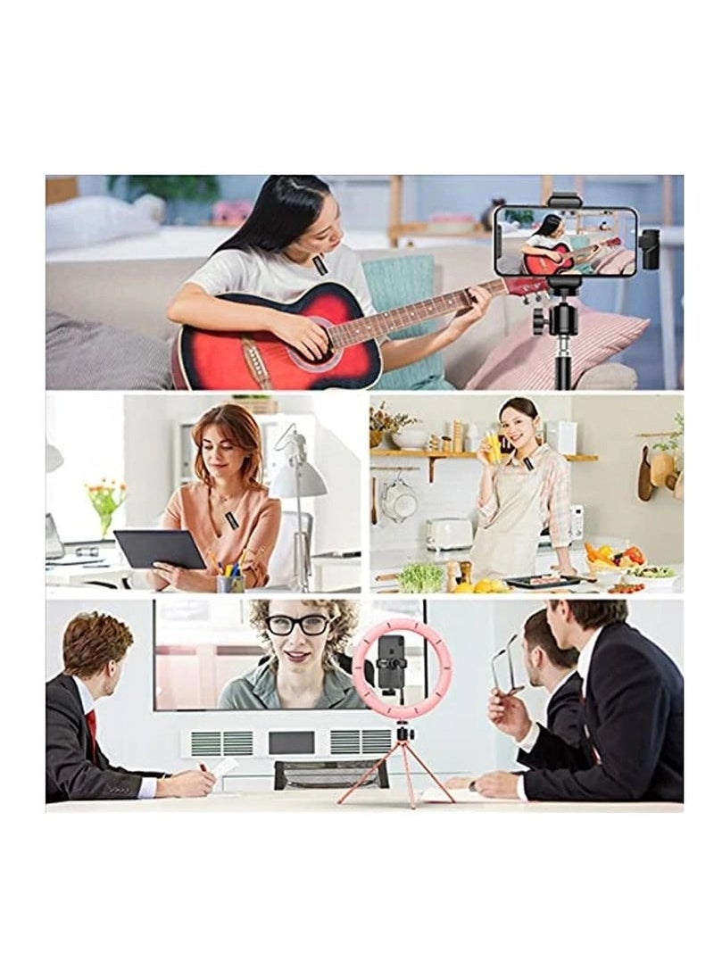 Bluetooths Mic K9 Wireless Collar Microphone Dual Lapel Lavalier Mic for Noise Reduction Vlogging Interview Live Streaming YouTube Video Broadcast With 2 Mic Receiver